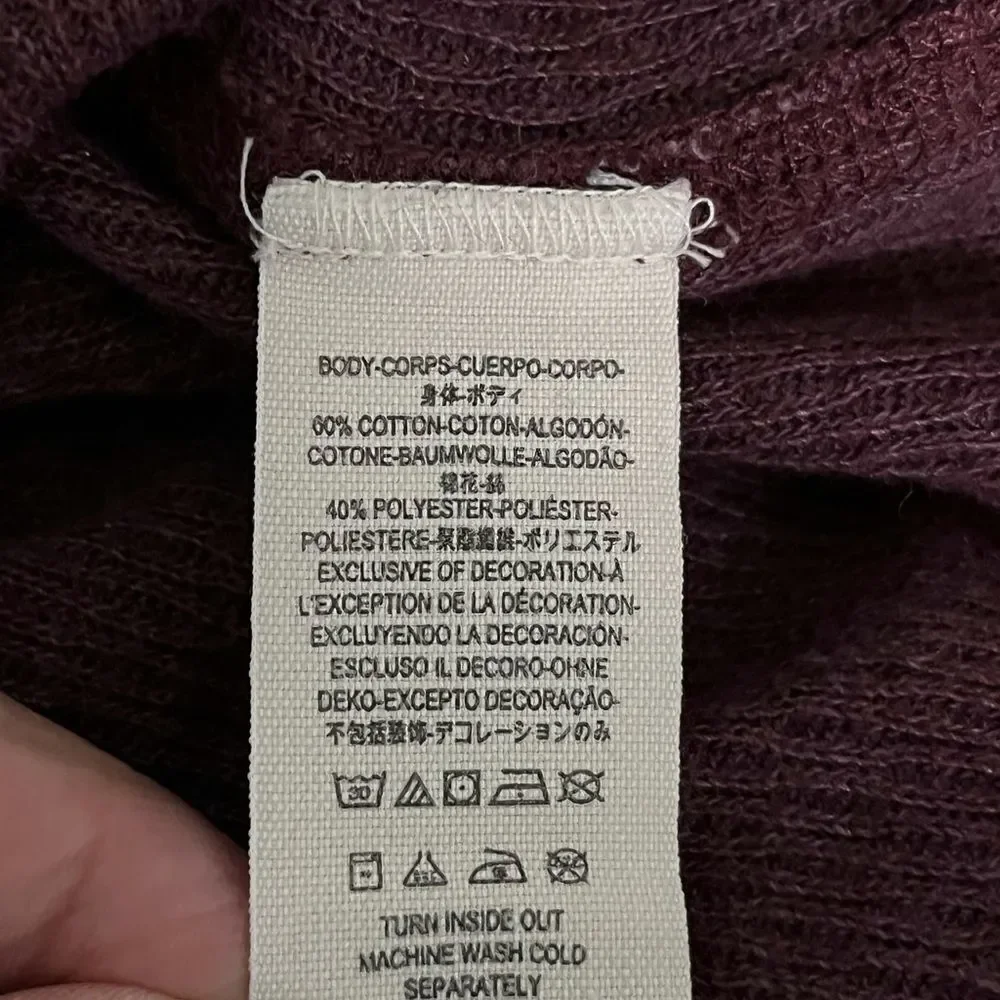 Free People Burgundy Red RAINBOW THERMAL TEE Henley top